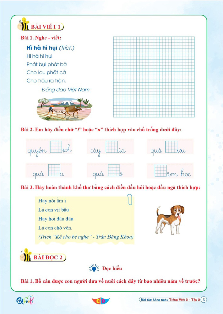 Bo
						
										
										Bai Tap Hang Ngay Tieng Viet 2 - Tap 2 (Bien Soan Theo Chuong Trinh SGK Canh Dieu)