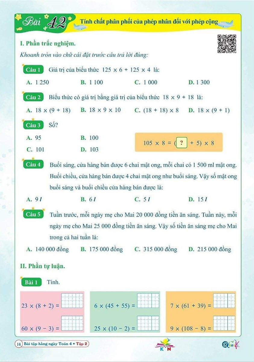 Bo
						
										
										Bai Tap Hang Ngay Toan 4 - Tap 2 (Ket Noi)