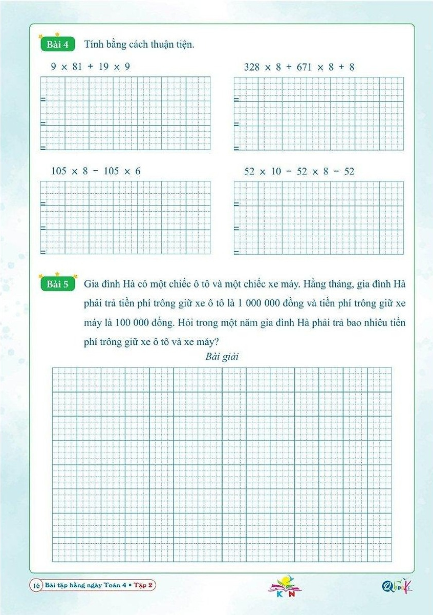 Bo
						
										
										Bai Tap Hang Ngay Toan 4 - Tap 2 (Ket Noi)