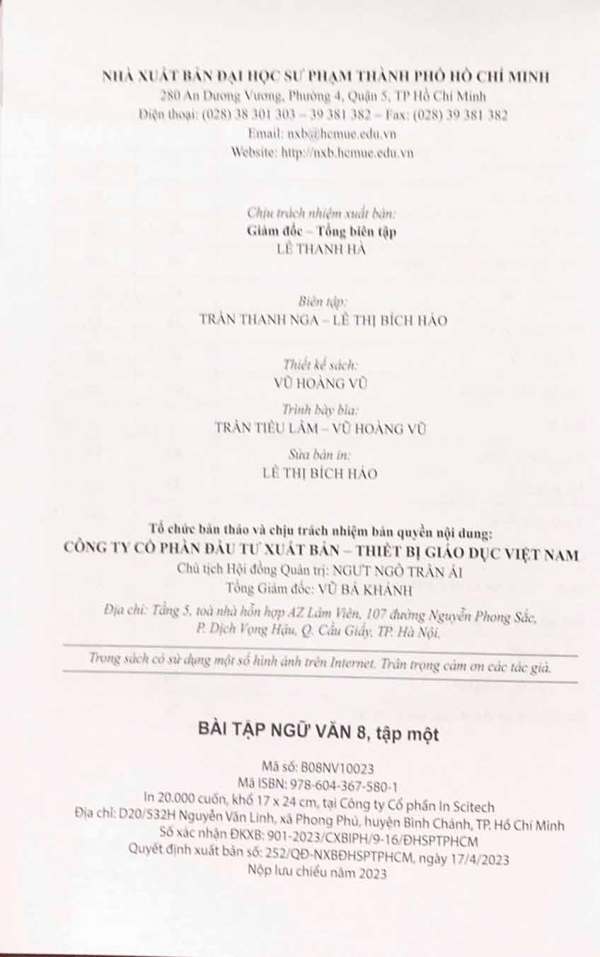 bộ bài tập ngữ văn 8 - tập 1 (cánh diều) (chuẩn)