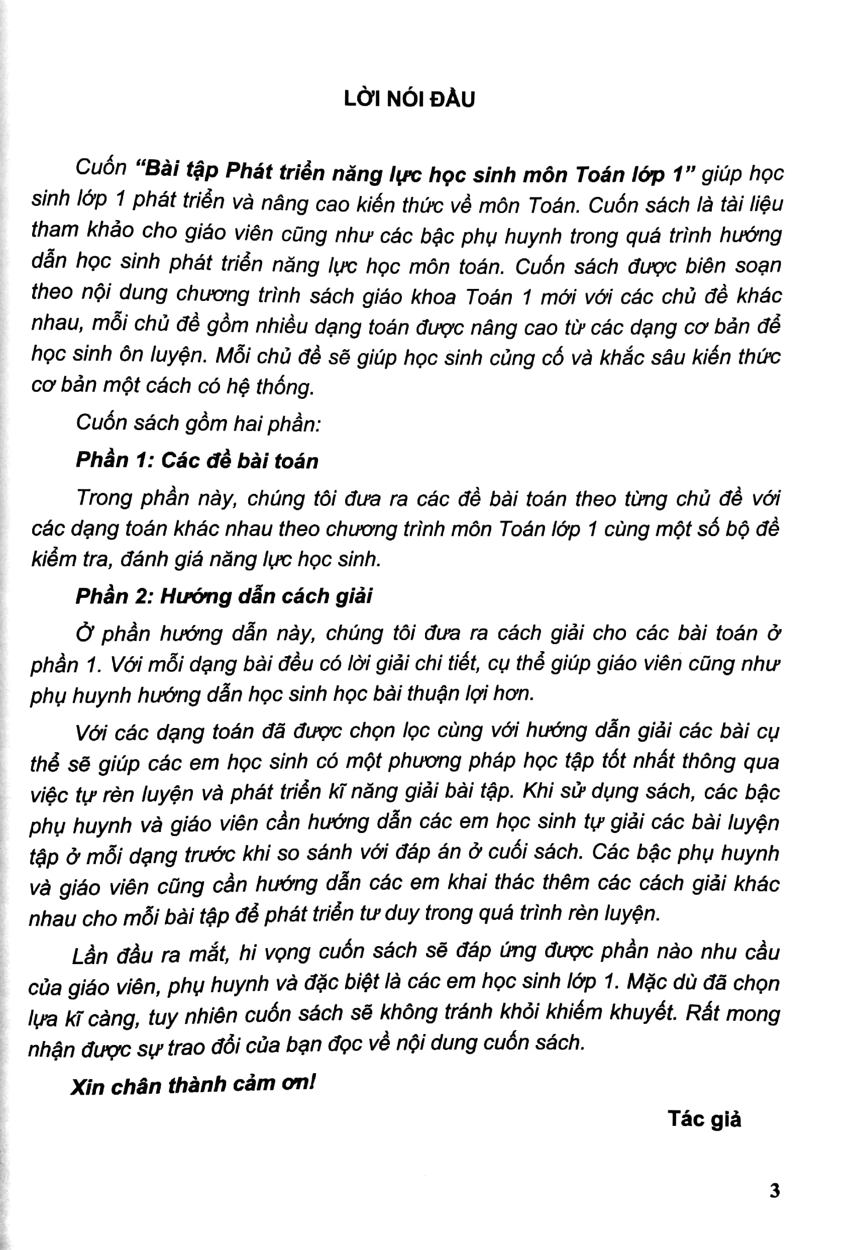 bộ bài tập phát triển năng lực học sinh môn toán lớp 1 - tập 1