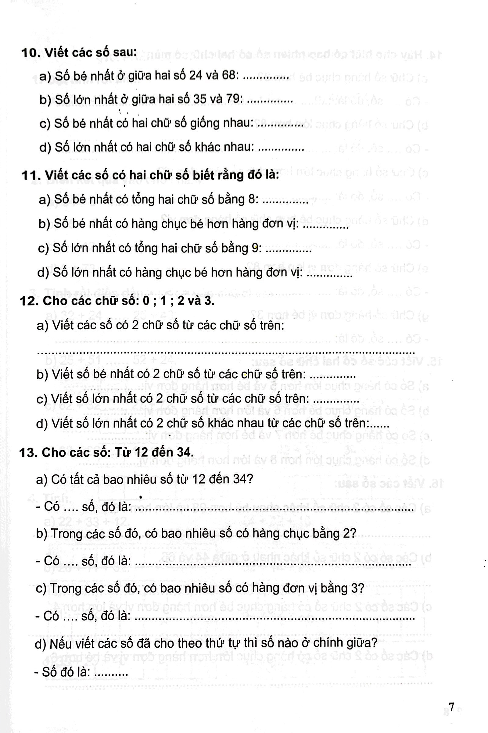 bộ bài tập phát triển năng lực học sinh môn toán lớp 1 - tập 2