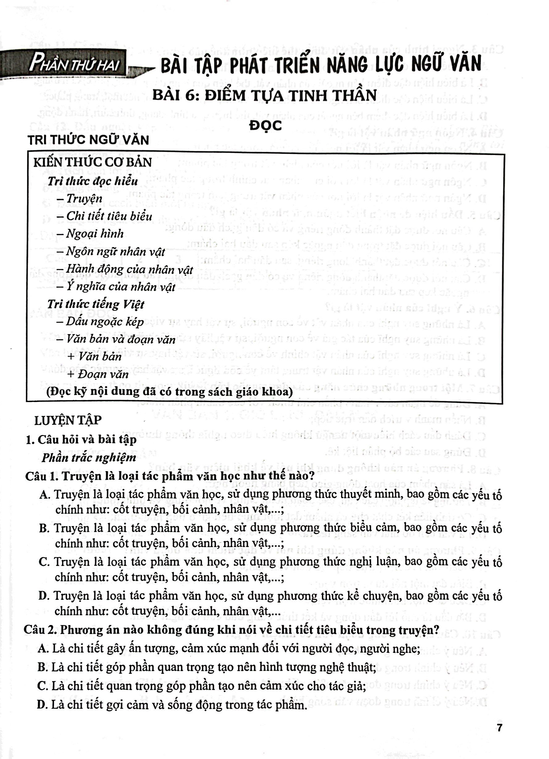 bộ bài tập phát triển năng lực ngữ văn 6 - tập 2