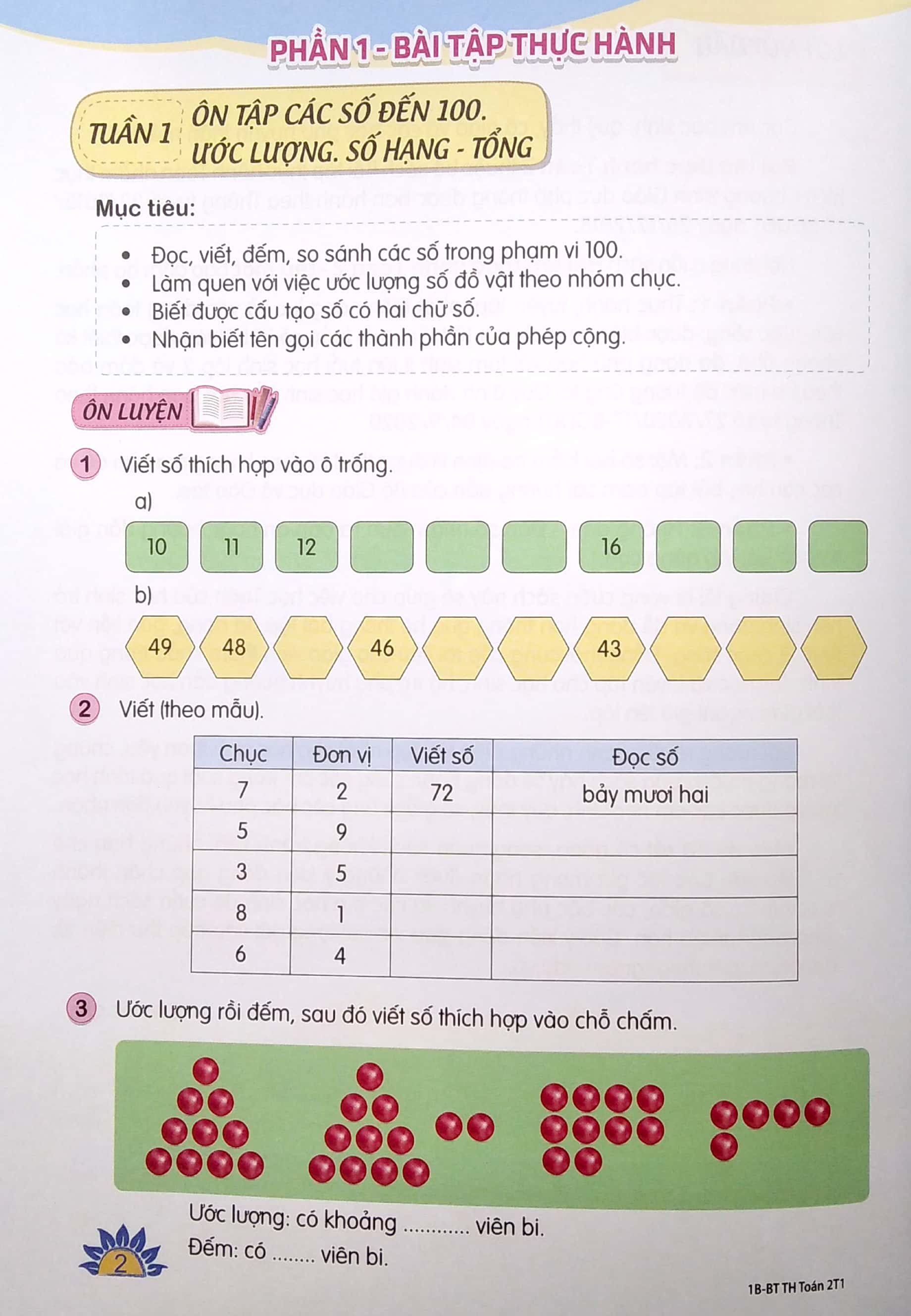 bộ bài tập thực hành toán lớp 2 - tập 1 (theo chương trình giáo dục phổ thông 2018)