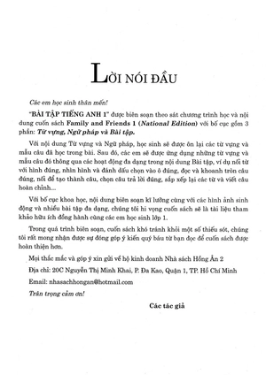 bộ bài tập tiếng anh 1 (biên soạn theo bộ sách family and friends 1 national edition)