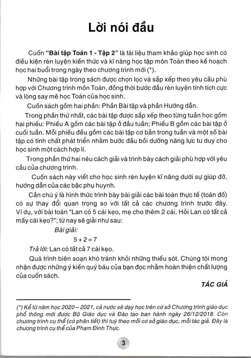 bộ bài tập toán 1 - tập 2 (hai buổi trong ngày) - theo chương trình tiểu học mới