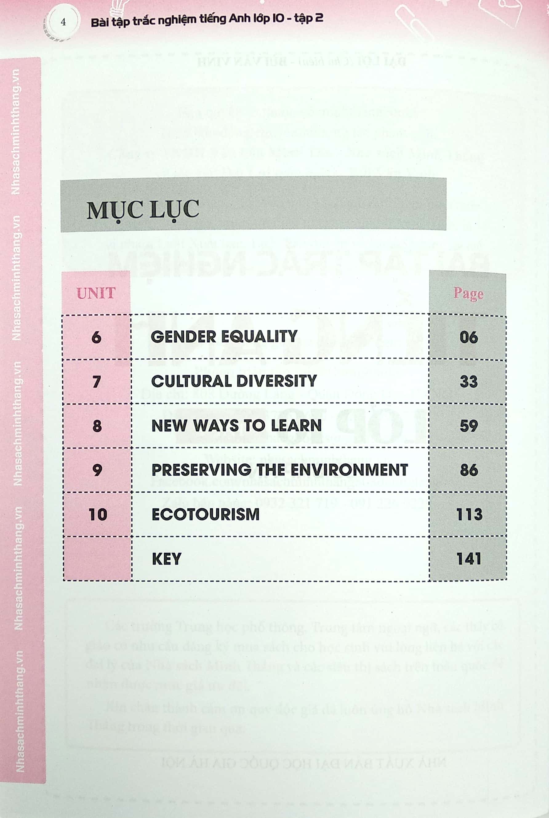 bộ bài tập trắc nghiệm tiếng anh lớp 10 tập 2 - có đáp án