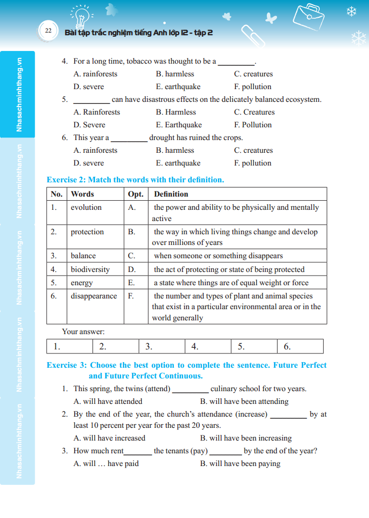 bộ bài tập trắc nghiệm tiếng anh lớp 12 tập 2- có đáp án