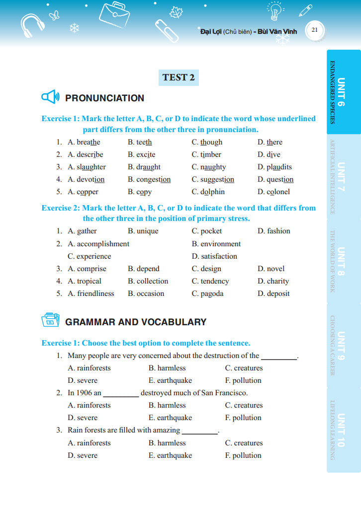 bộ bài tập trắc nghiệm tiếng anh lớp 12 tập 2- có đáp án