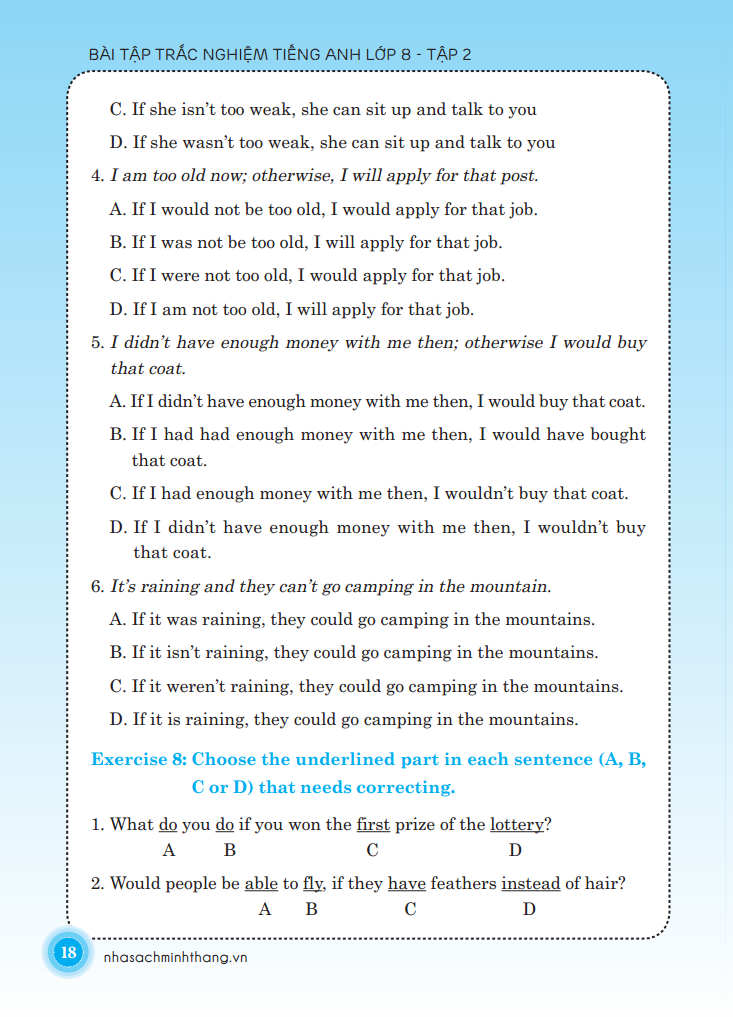 bộ bài tập trắc nghiệm tiếng anh lớp 8 - tập 2 (có đáp án)