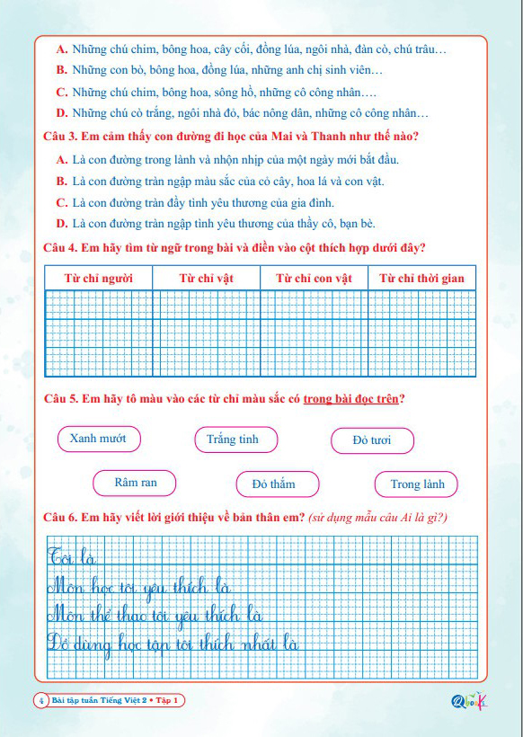 Bo
						
										
										Bai Tap Tuan Tieng Viet 2 - Tap 1 (Bien Soan Theo Chuong Trinh SGK Canh Dieu)