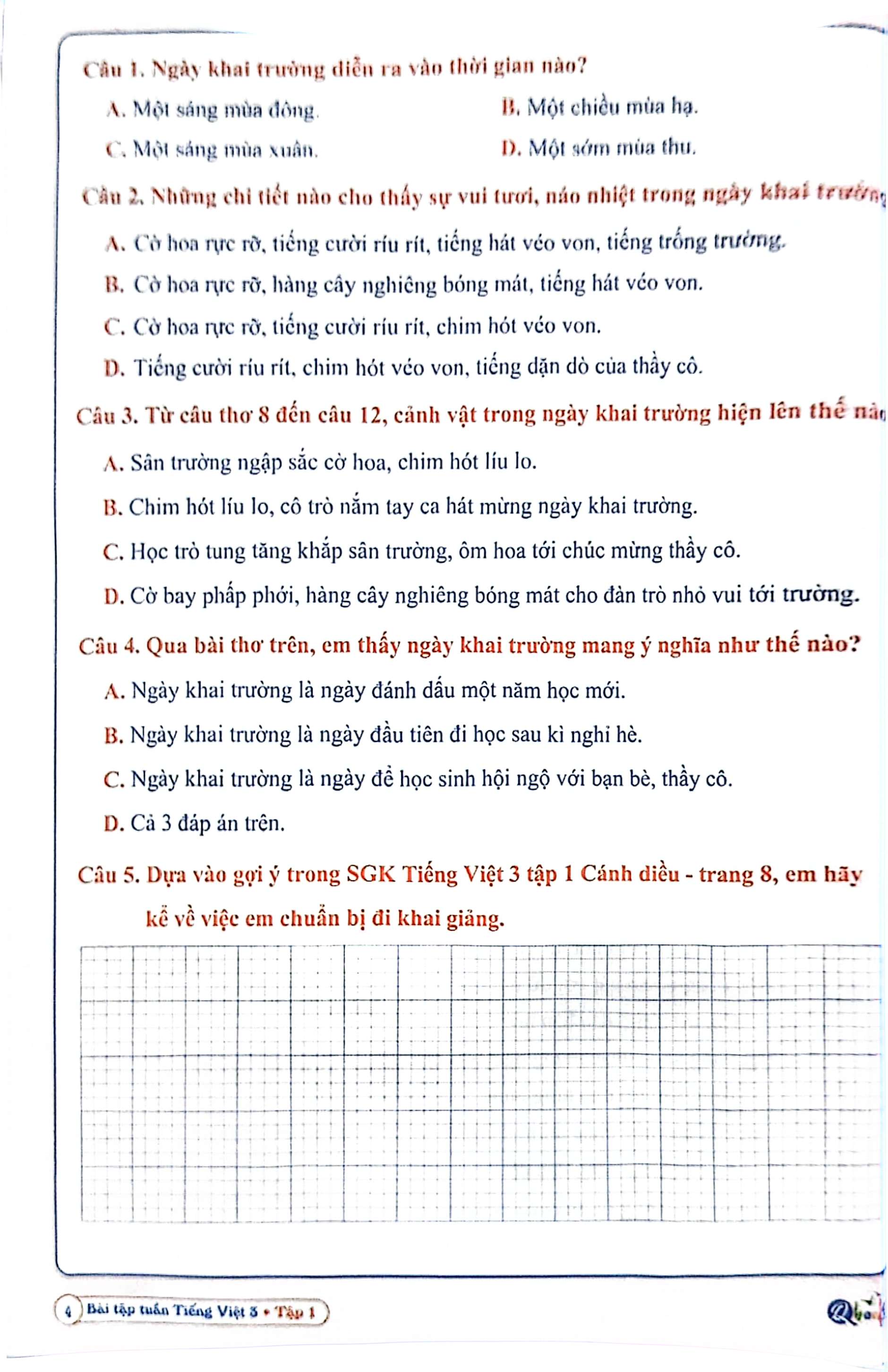 bộ bài tập tuần tiếng việt 3 - tập 1 (cánh diều) (2022)