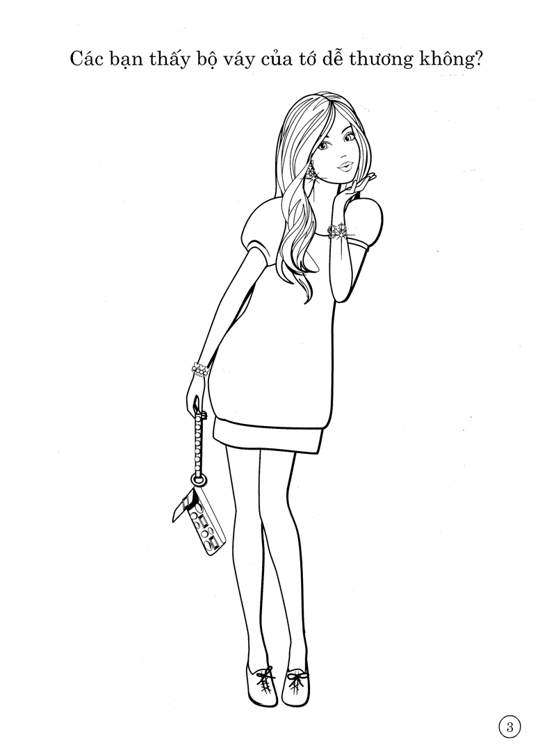 bộ barbie xinh đẹp 3 (tô màu có hình dán)