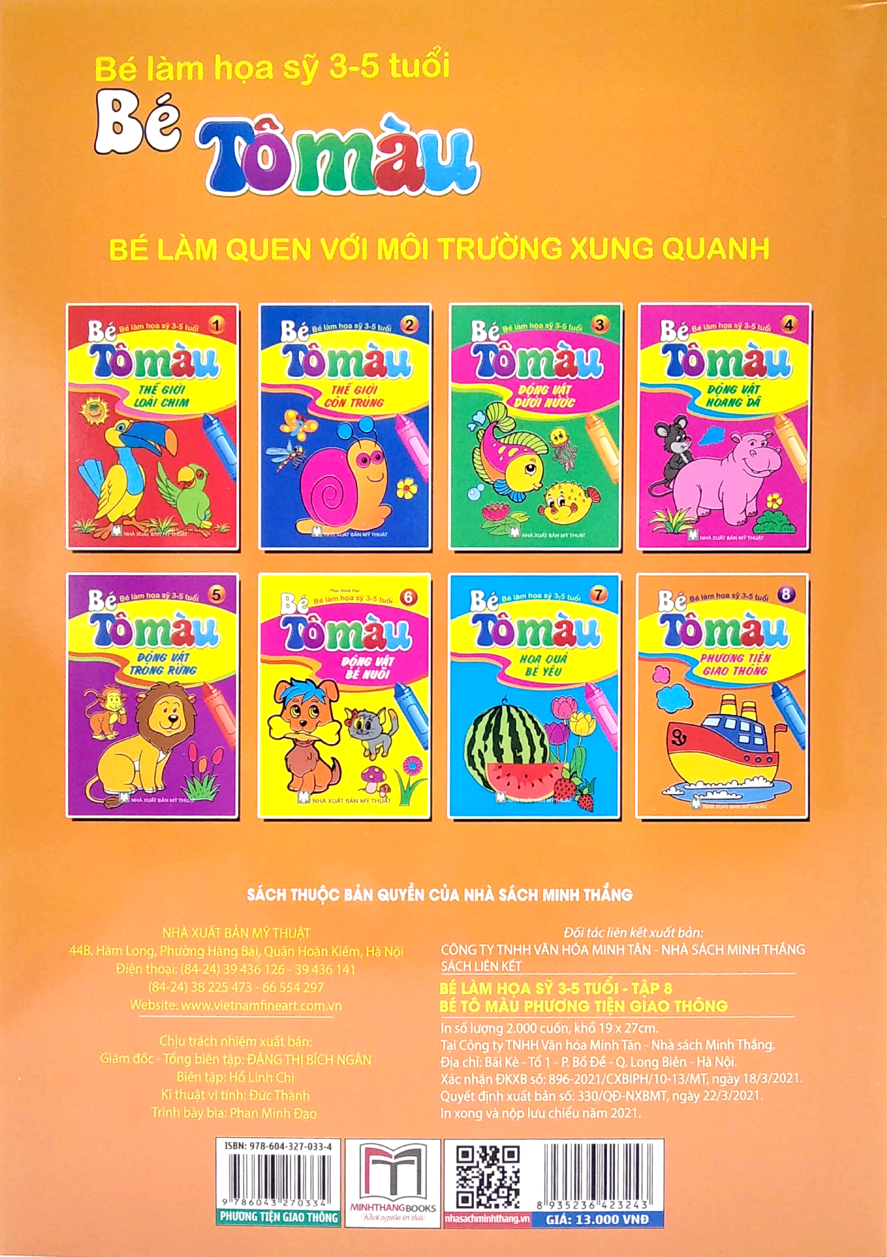 bộ bé tô màu - bé làm họa sỹ 3-5 tuổi - tập 8: phương tiện giao thông (tái bản 2021)