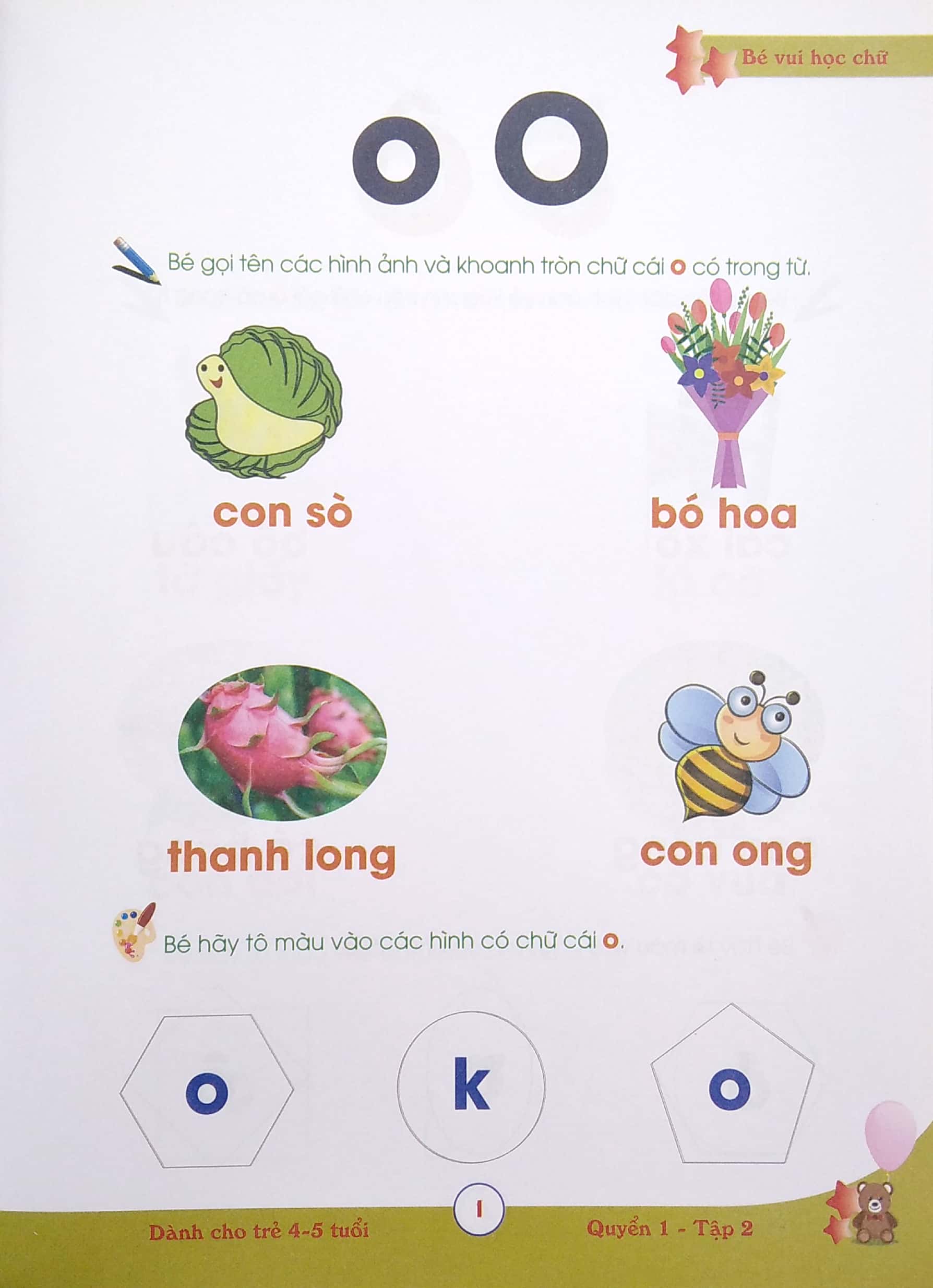 bộ bé vui học chữ - dành cho trẻ 4 - 5 tuổi - quyển 1 - tập 2