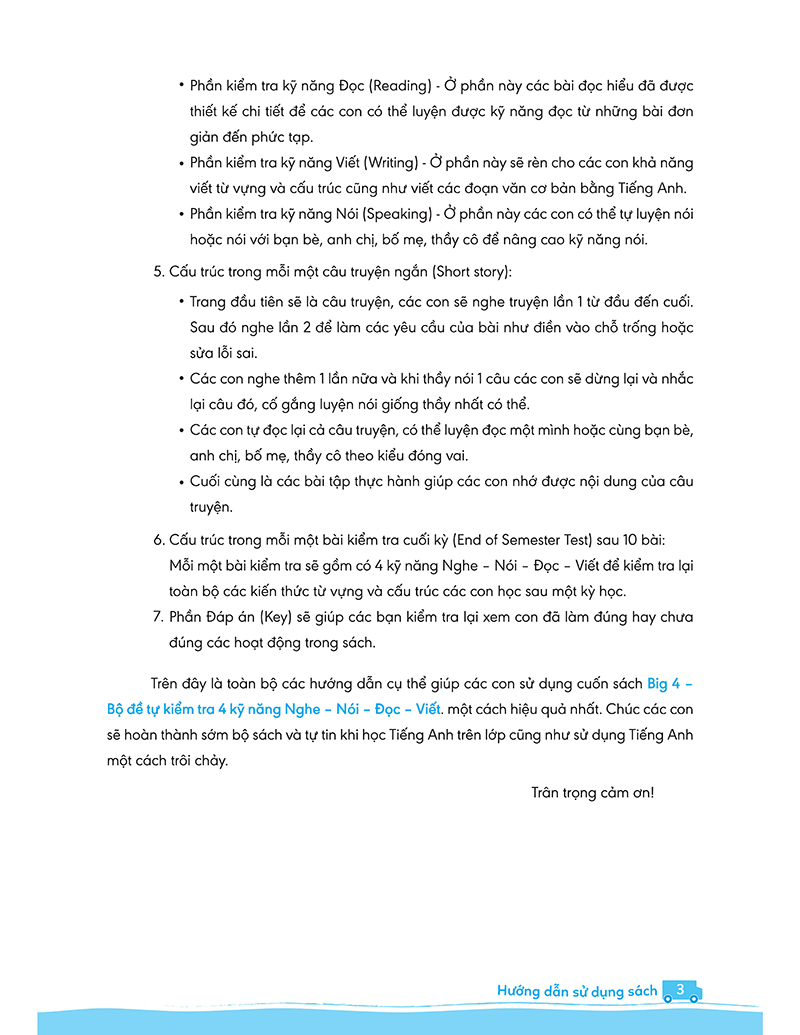 bộ big 4 bộ đề tự kiểm tra 4 kỹ năng nghe - nói - đọc - viết (cơ bản và nâng cao) tiếng anh lớp 3 tập 1
