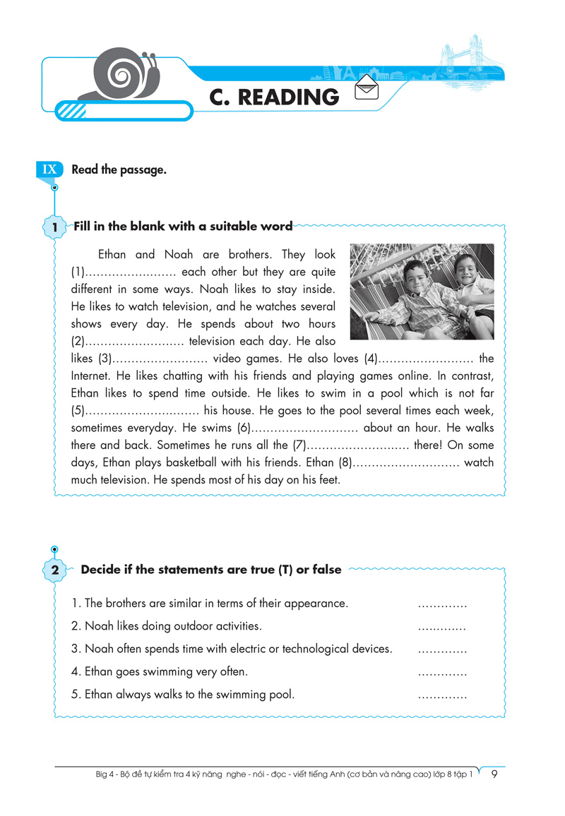 bộ big 4 - bộ đề tự kiểm tra 4 kỹ năng nghe - nói - đọc - viết (cơ bản và nâng cao) tiếng anh lớp 8 - tập 1