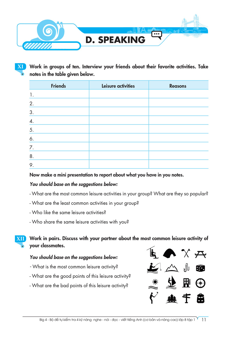 bộ big 4 - bộ đề tự kiểm tra 4 kỹ năng nghe - nói - đọc - viết (cơ bản và nâng cao) tiếng anh lớp 8 - tập 1