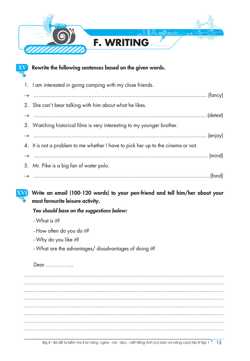 bộ big 4 - bộ đề tự kiểm tra 4 kỹ năng nghe - nói - đọc - viết (cơ bản và nâng cao) tiếng anh lớp 8 - tập 1