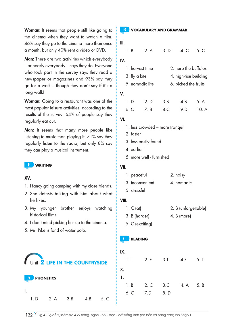 bộ big 4 - bộ đề tự kiểm tra 4 kỹ năng nghe - nói - đọc - viết (cơ bản và nâng cao) tiếng anh lớp 8 - tập 1