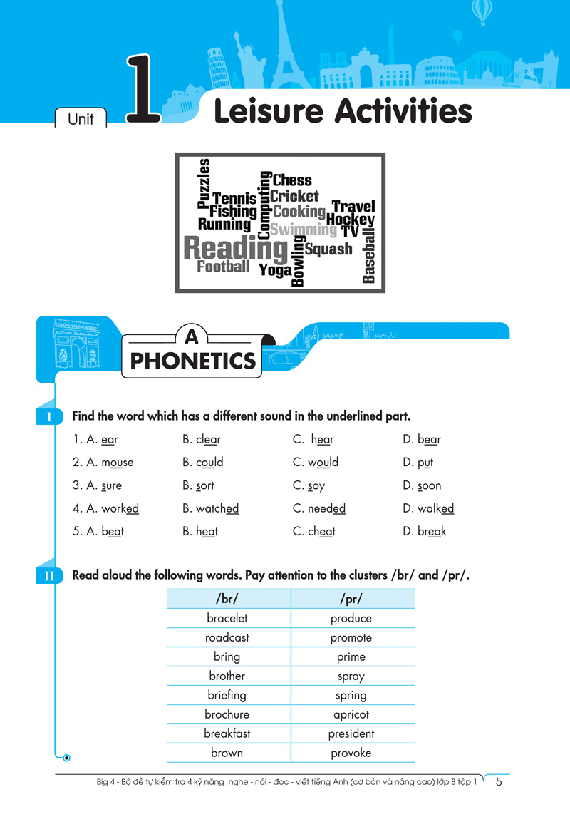 bộ big 4 - bộ đề tự kiểm tra 4 kỹ năng nghe - nói - đọc - viết (cơ bản và nâng cao) tiếng anh lớp 8 - tập 1