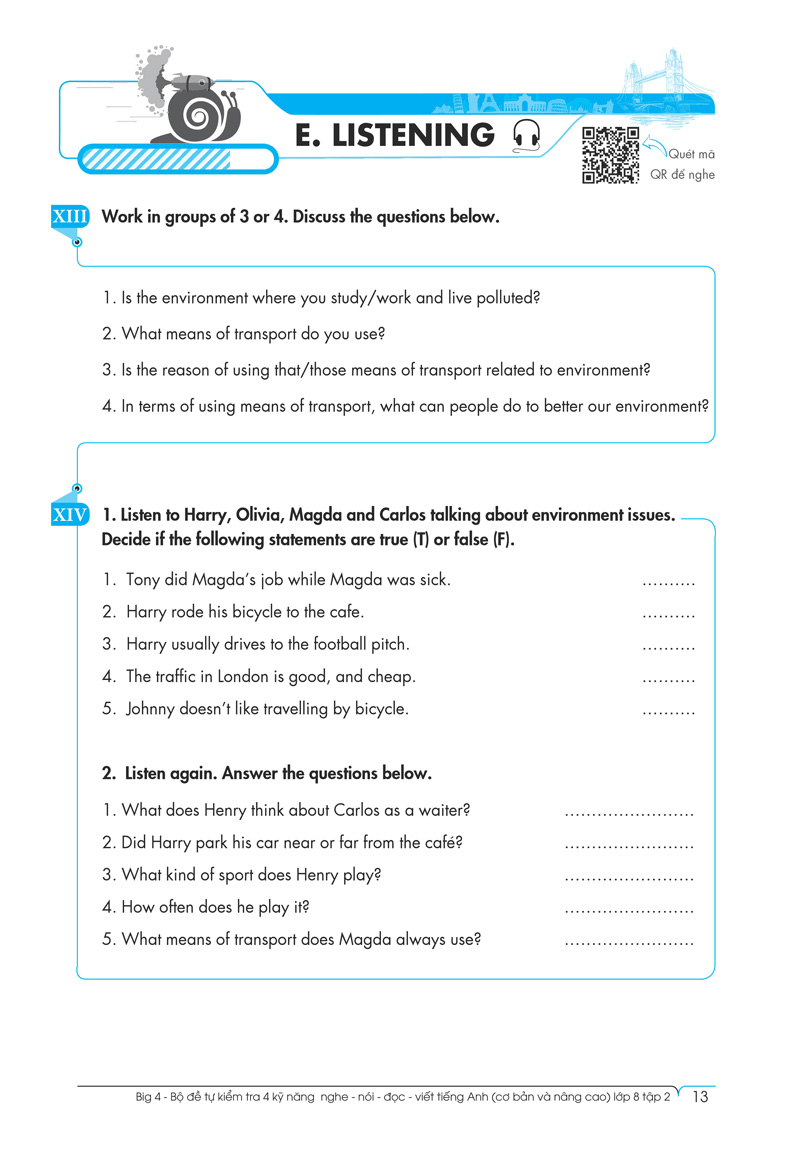 bộ big 4 - bộ đề tự kiểm tra 4 kỹ năng nghe - nói - đọc - viết (cơ bản và nâng cao) tiếng anh lớp 8 - tập 2
