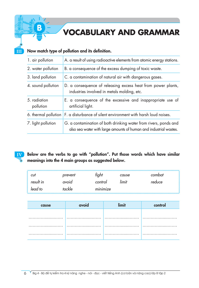 bộ big 4 - bộ đề tự kiểm tra 4 kỹ năng nghe - nói - đọc - viết (cơ bản và nâng cao) tiếng anh lớp 8 - tập 2