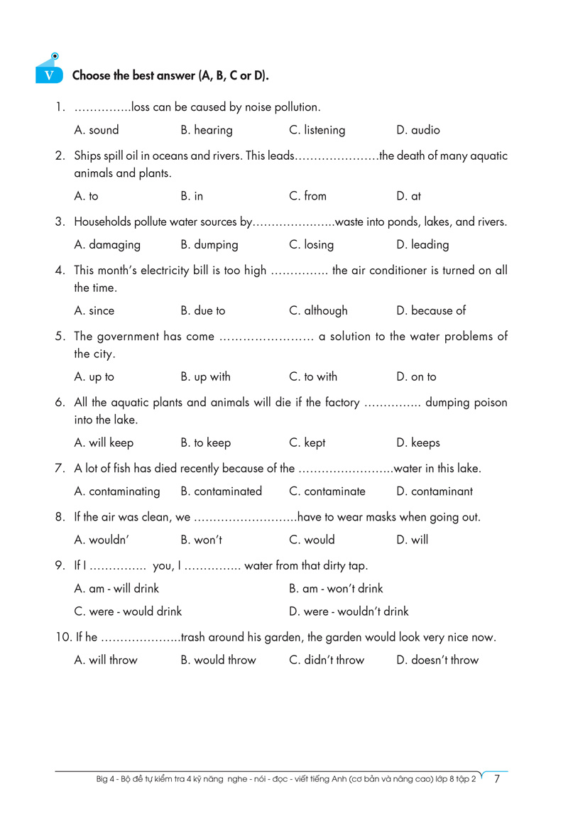 bộ big 4 - bộ đề tự kiểm tra 4 kỹ năng nghe - nói - đọc - viết (cơ bản và nâng cao) tiếng anh lớp 8 - tập 2