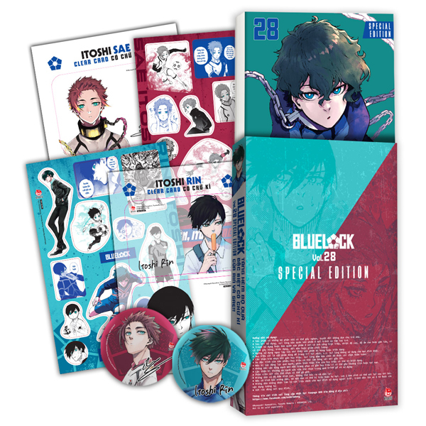 Bo
BlueLock - Tap 28 - Ban Dac Biet - Tang Kem Hop Qua 6 Mon Voi Chu Ki Nhan Vat (Set Huy Hieu + Set Sticker + Set Clear Card)