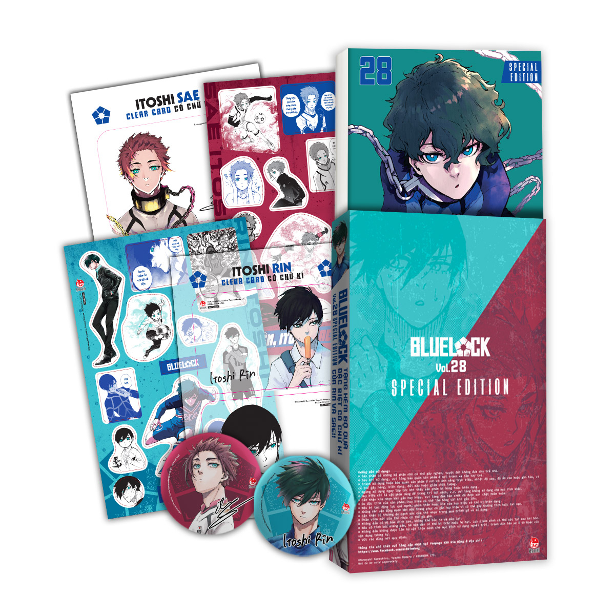 Bo
						
										
										BlueLock - Tap 28 - Ban Dac Biet - Tang Kem Hop Qua 6 Mon Voi Chu Ki Nhan Vat (Set Huy Hieu + Set Sticker + Set Clear Card)