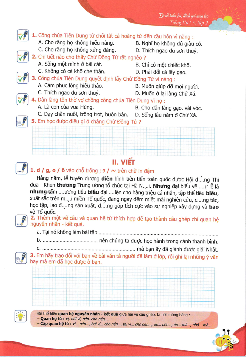 bộ bộ đề kiểm tra, đánh giá năng lực tiếng việt 5/2