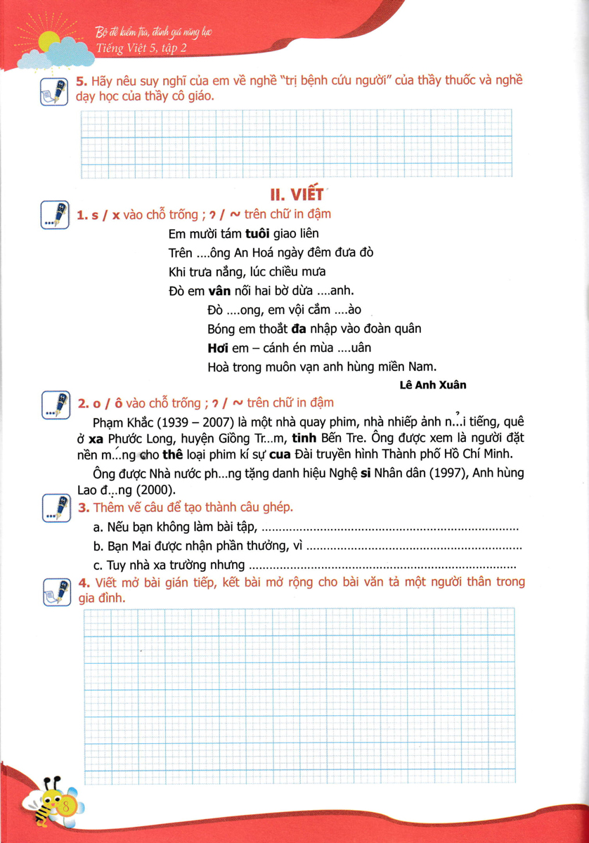 bộ bộ đề kiểm tra, đánh giá năng lực tiếng việt 5/2
