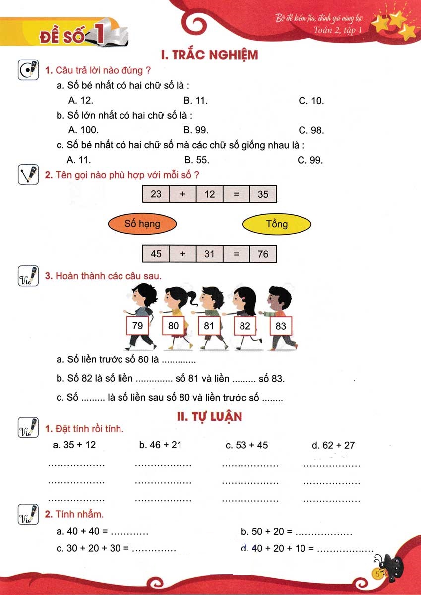 bộ bộ đề kiểm tra, đánh giá năng lực toán 2 - tập 1 (tái bản 2020)