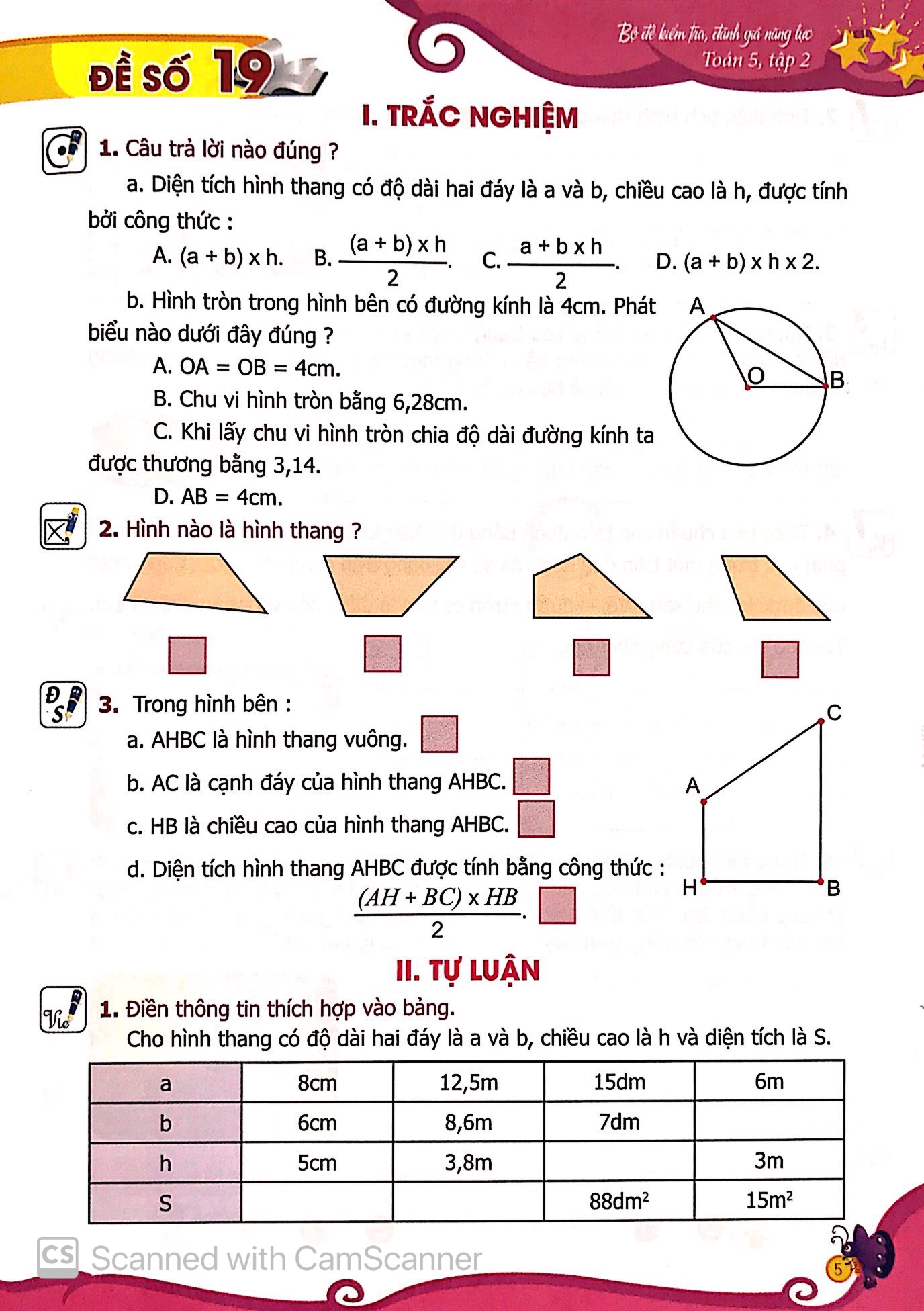 bộ bộ đề kiểm tra, đánh giá năng lực toán 5 - tập 2