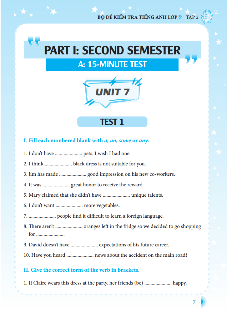 bộ bộ đề kiểm tra tiếng anh lớp 9 - tập 2 - có đáp án (tái bản lần 1)