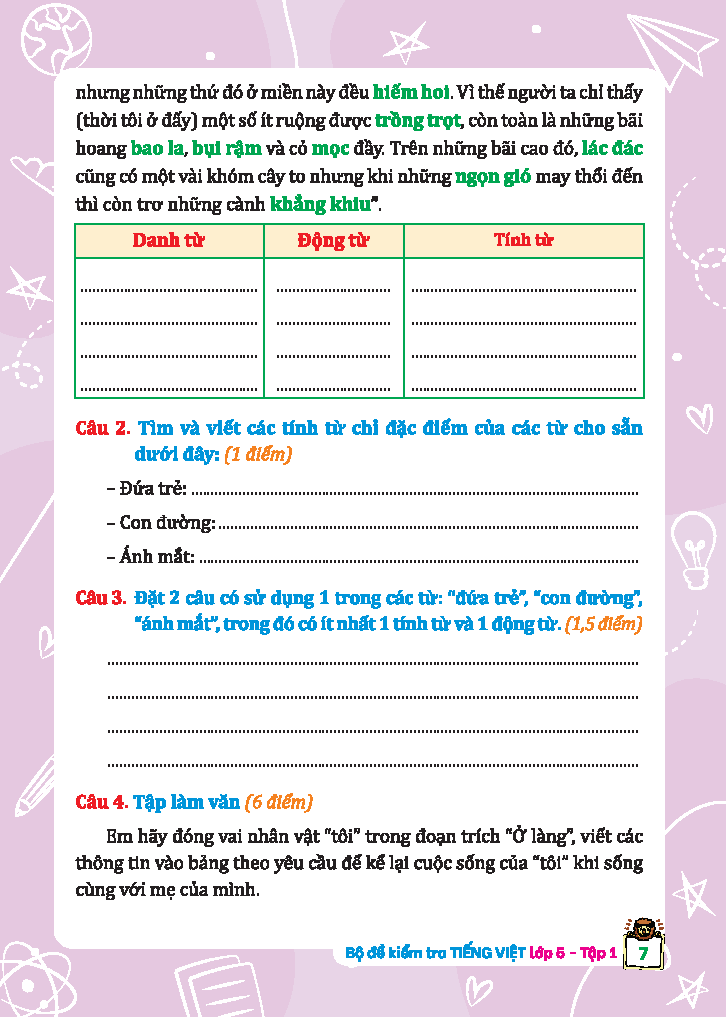 Bộ Bộ Đề Kiểm Tra Tiếng Việt 5 - Tập 1 (Kết Nối) (Sách Màu)