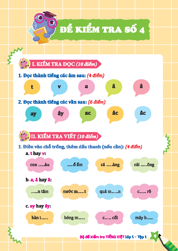 bộ bộ đề kiểm tra tiếng việt lớp 1 - tập 1 (kết nối)