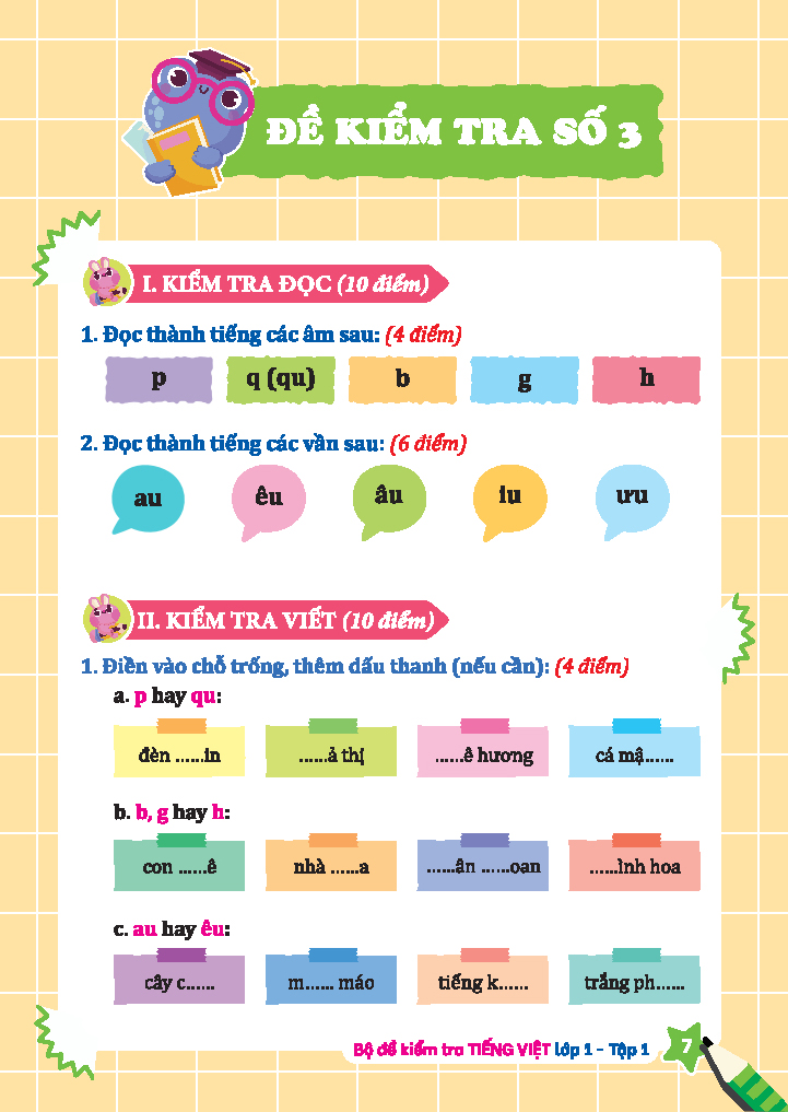 bộ bộ đề kiểm tra tiếng việt lớp 1 - tập 1 (kết nối)