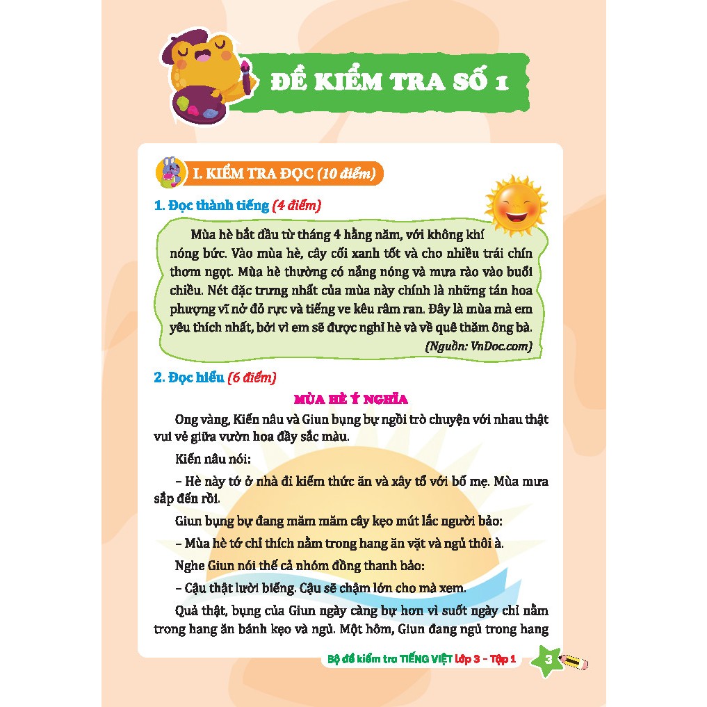 bộ bộ đề kiểm tra tiếng việt lớp 3 - tập 1