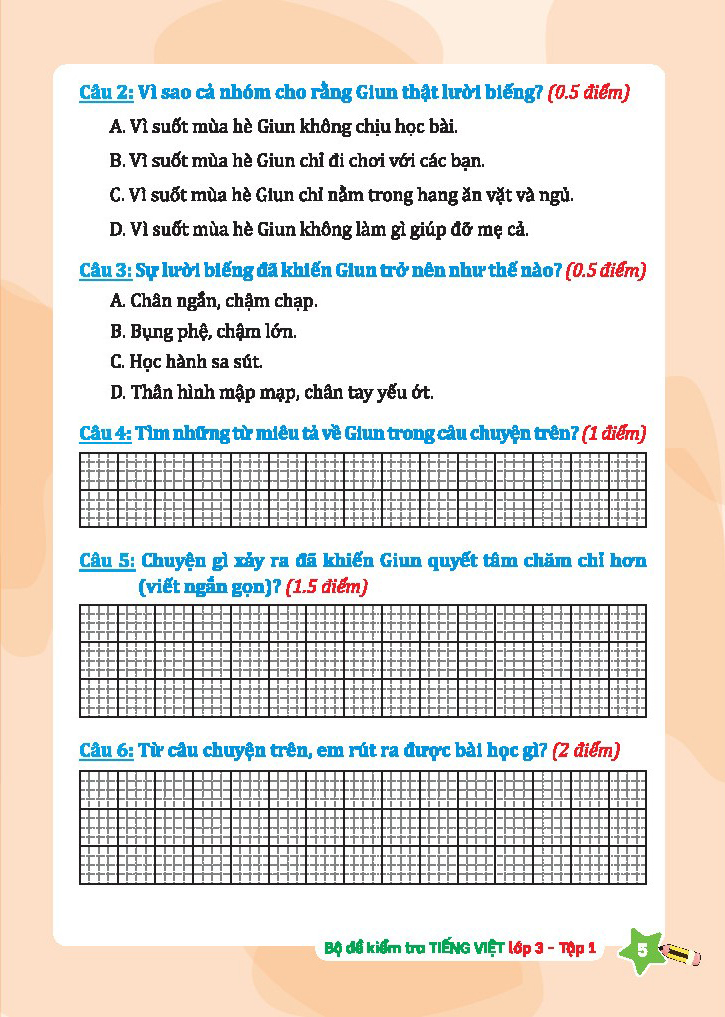 bộ bộ đề kiểm tra tiếng việt lớp 3 - tập 1