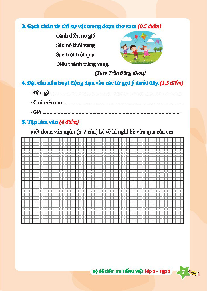 bộ bộ đề kiểm tra tiếng việt lớp 3 - tập 1