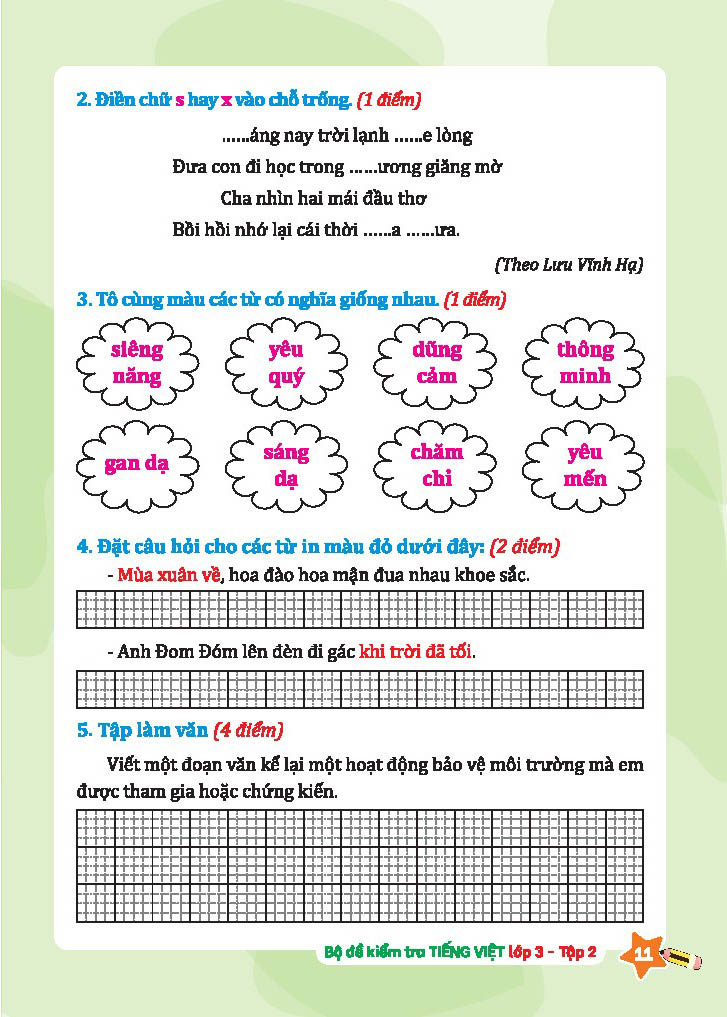 bộ bộ đề kiểm tra tiếng việt lớp 3 - tập 2