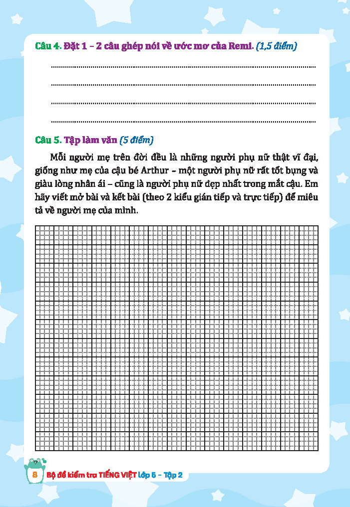 Bo
						
										
										Bo De Kiem Tra Tieng Viet Lop 5 - Tap 2 (Ket Noi)