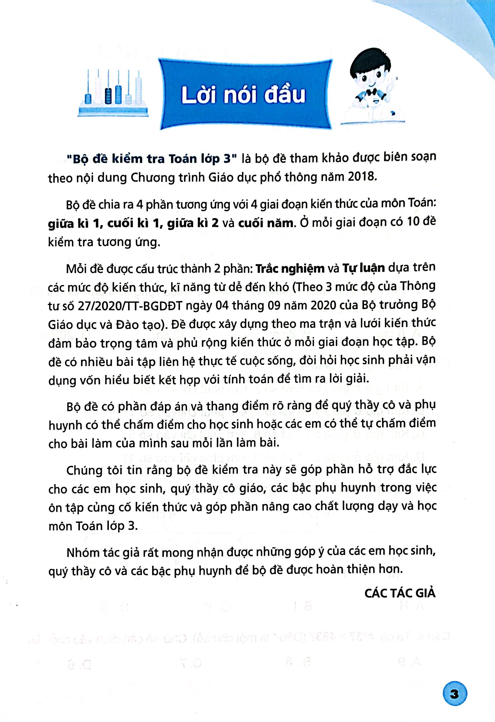 bộ bộ đề kiểm tra toán lớp 3 - tập 2