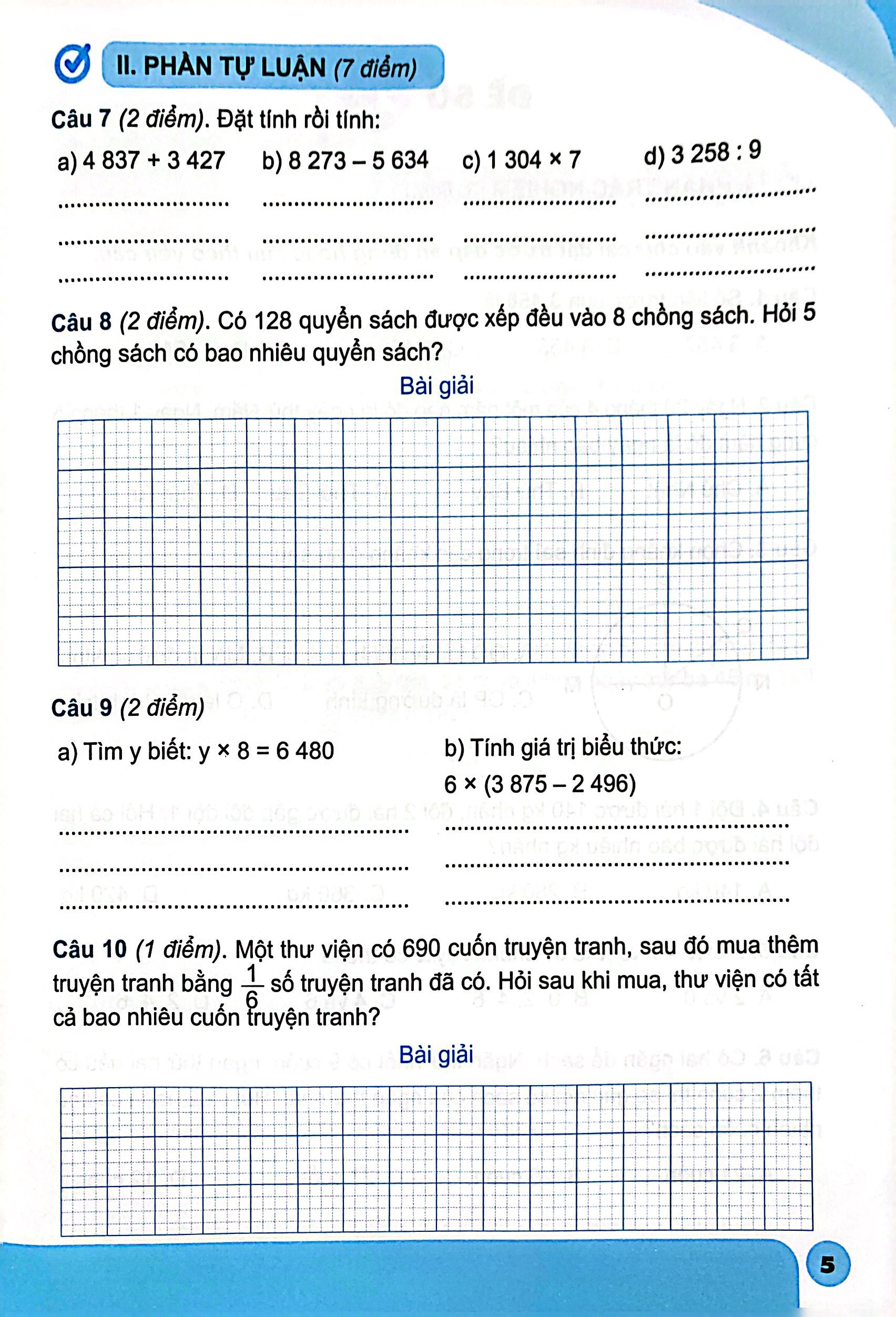 bộ bộ đề kiểm tra toán lớp 3 - tập 2