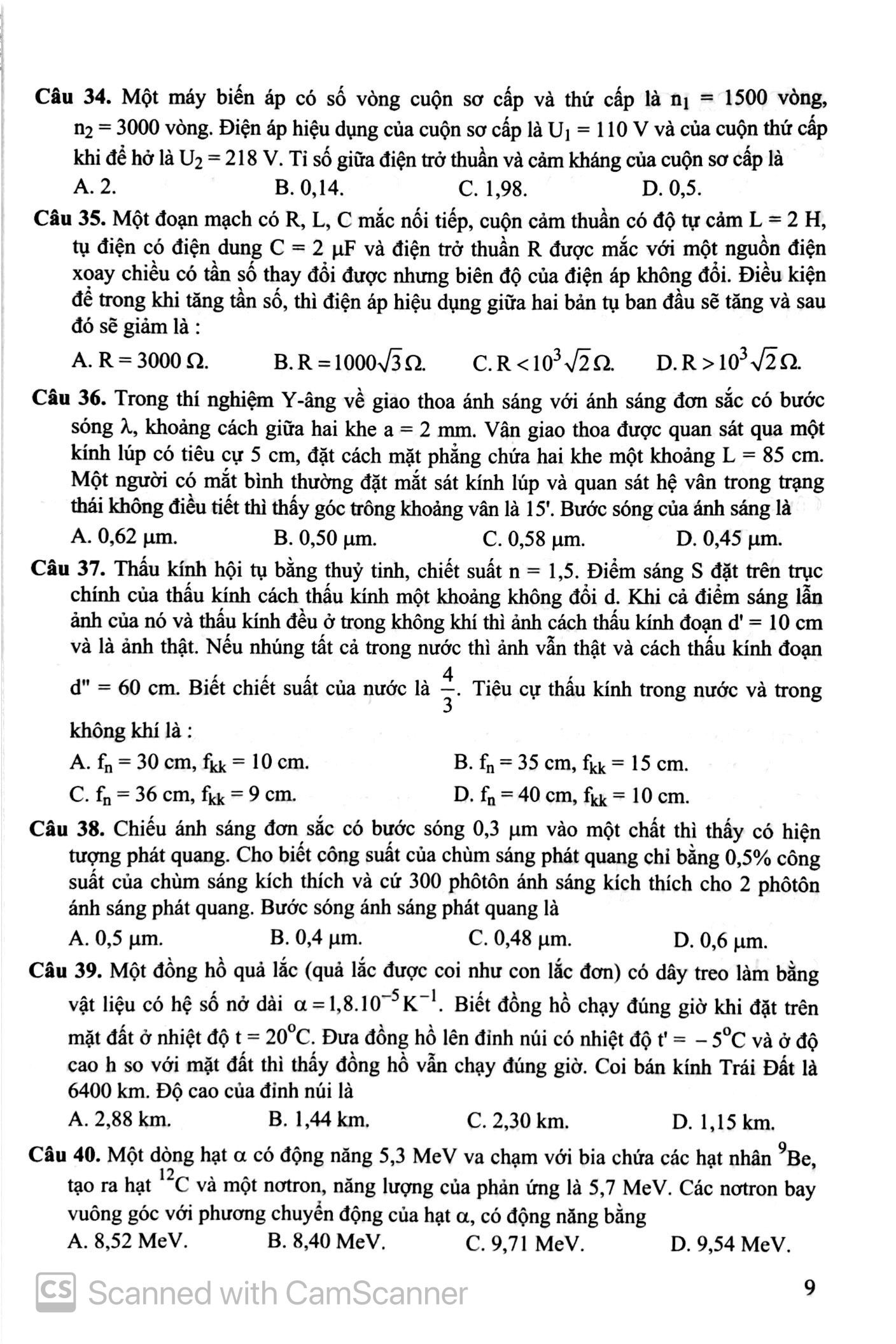bộ bộ đề trắc nghiệm luyện thi thpt quốc gia 2020 - khoa học tự nhiên - tập 2 - tái bản