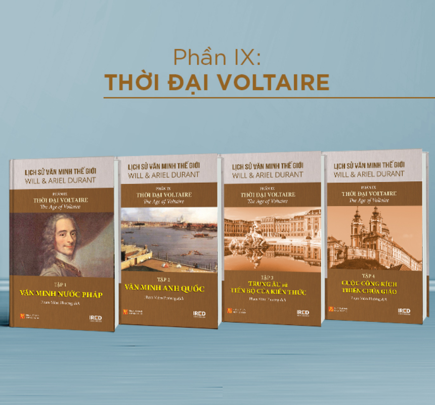 Bo
						
										
										Bo Sach Lich Su Van Minh The Gioi - Phan IX - Thoi Dai Voltaire (Bo 4 Cuon) (Tai Ban 2025)