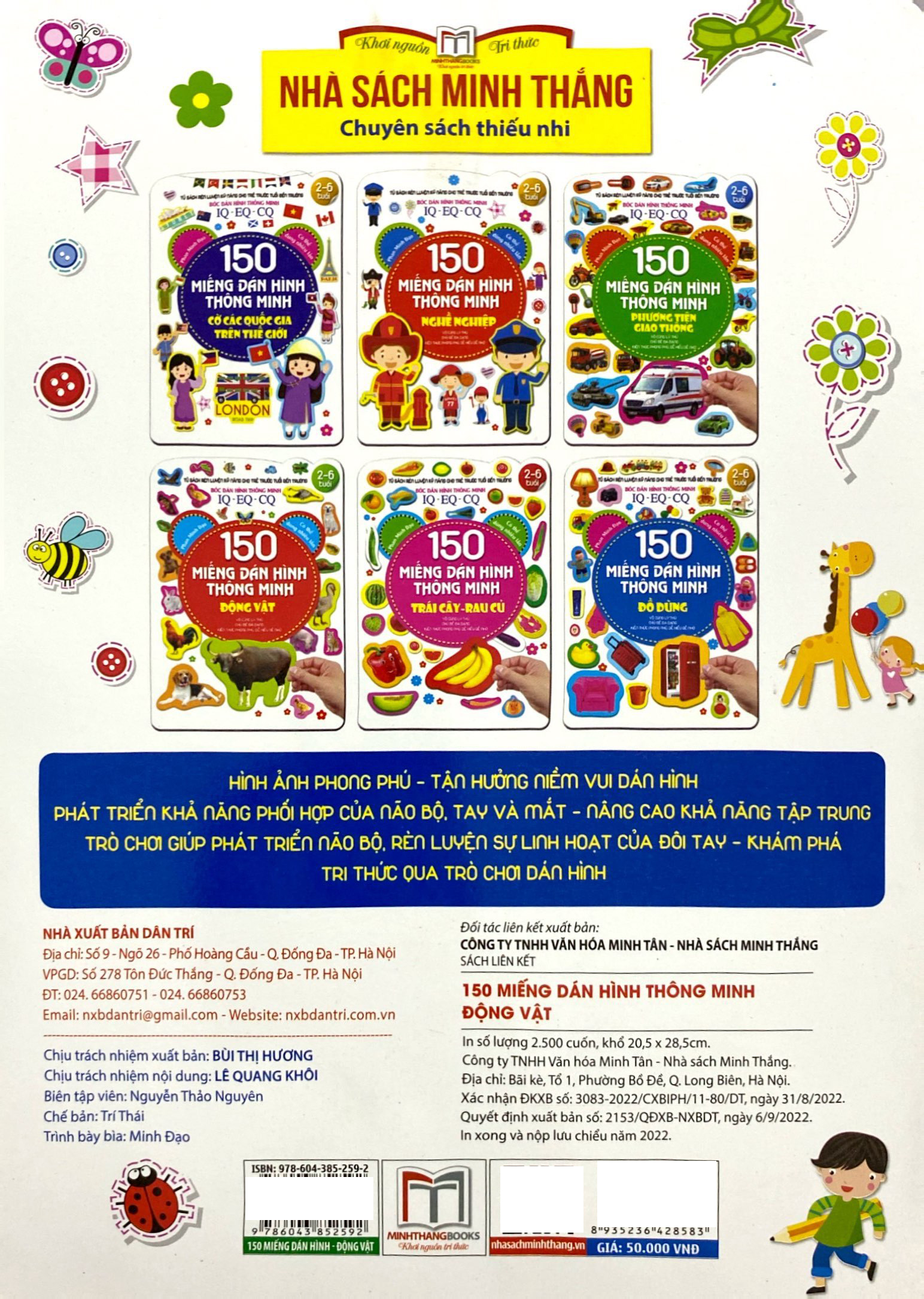 bộ bóc dán hình thông minh iq-eq-cq - 150 miếng dán hình thông minh - động vật (tái bản)