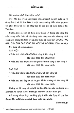 bộ bồi dưỡng học sinh giỏi qua các vòng thi violympic toán 2 - tập 1