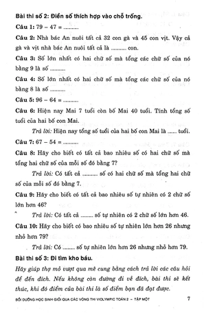 bộ bồi dưỡng học sinh giỏi qua các vòng thi violympic toán 2 - tập 1